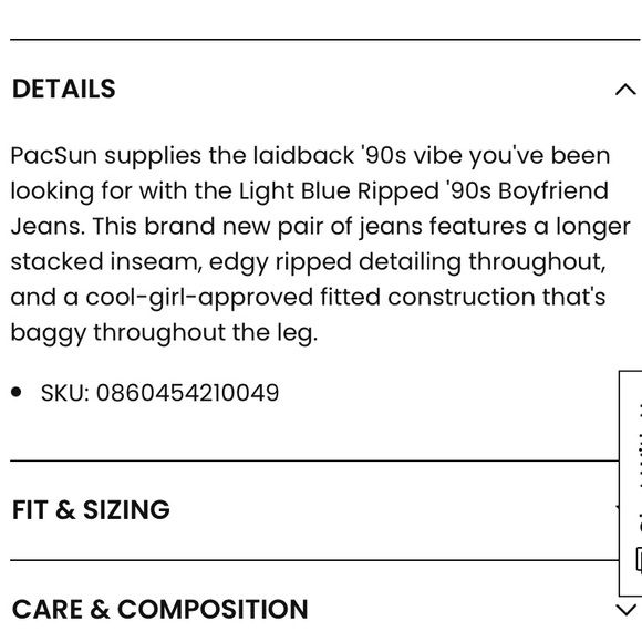 Pacsun “90’s Boyfriend Jean” Distressed NWT 30 - Picture 12 of 12